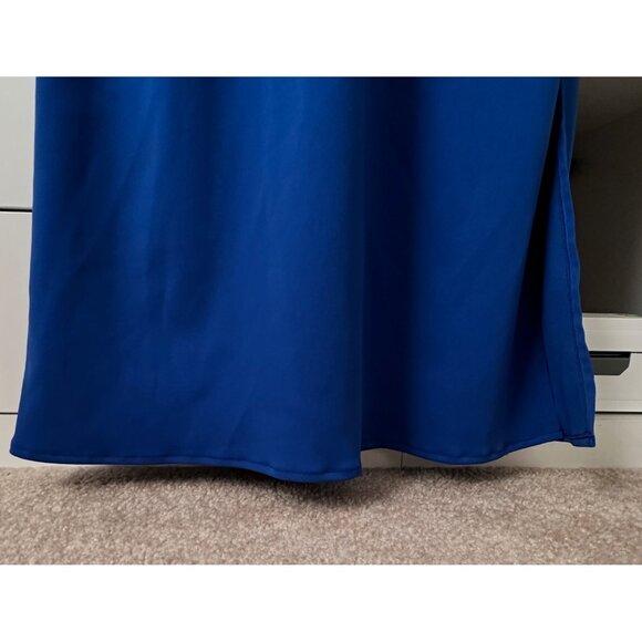 Laundry by Shelli Segal Blue Cross Back Halter Gown Size 4 Long Formal Dress - Picture 12 of 12